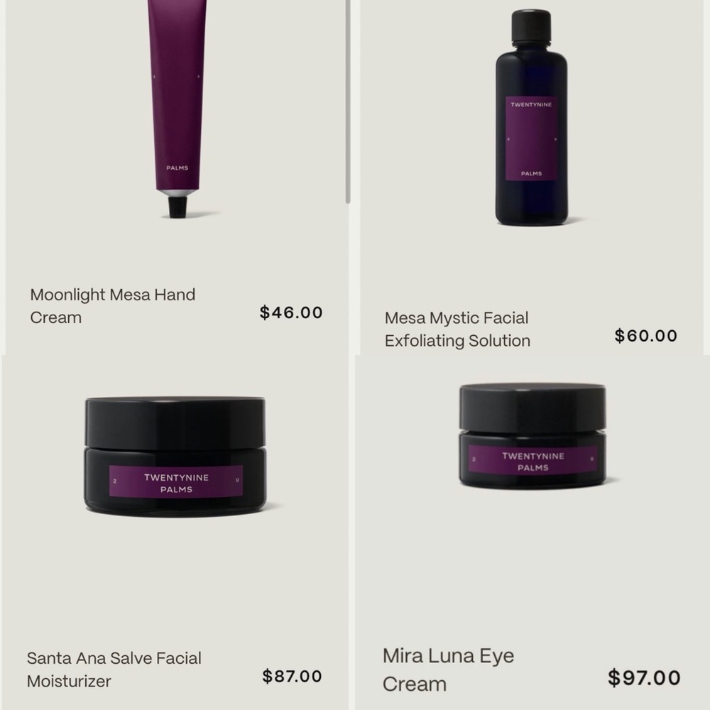 Twentynine Palms Facial products